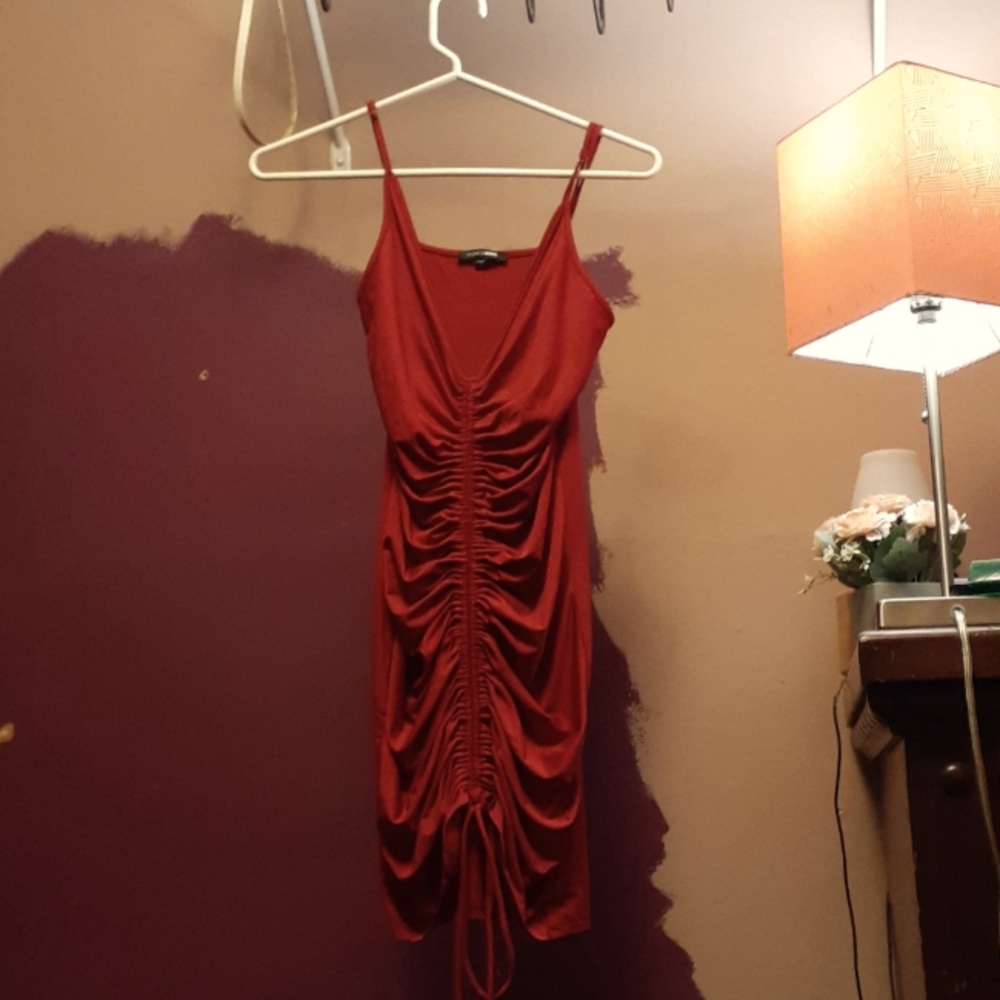 Fashion Nova Slinky Shangai Ruched Sleeveless Adjustable Cami Straps Mini Dress